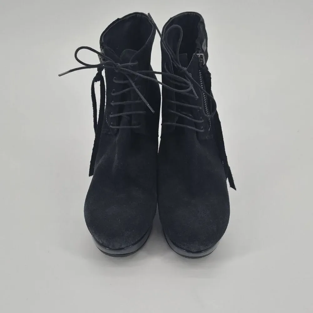 DIESEL Women's Black Suede Stylish Platform Wedge Ankle Boots Size EU 41/ US 10